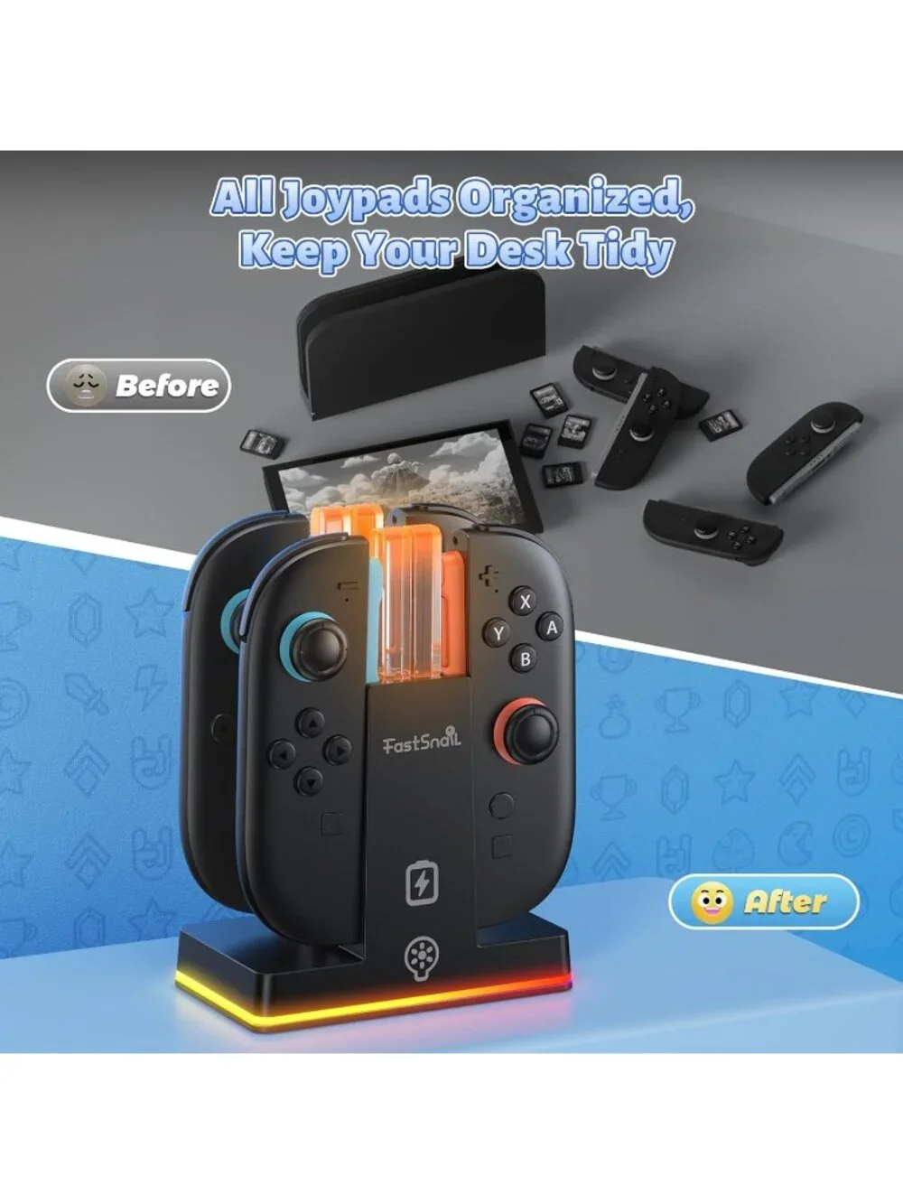 FASTSNAIL Charging Dock for Nintendo Switch 2(2025) for Joy-Con 2